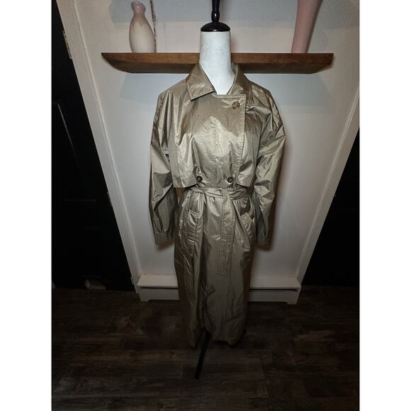 Worthington Essentials Size 12 Women's Trench Coat Jacket Coffee Beige Vtg - Picture 2 of 8